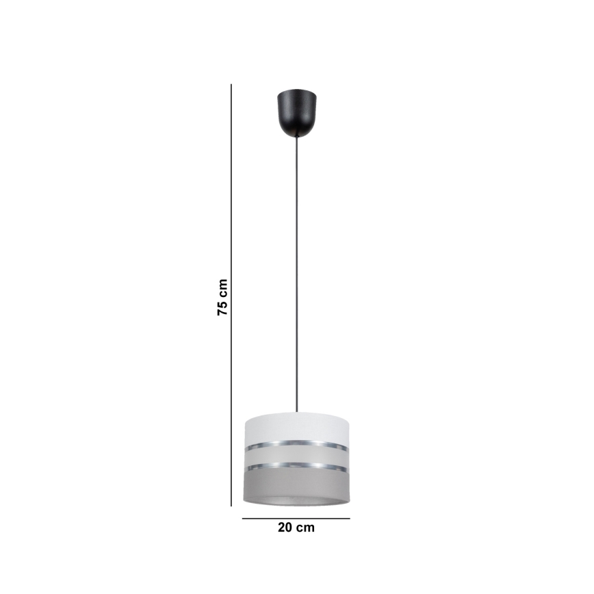 Candelabro suspenso CORAL 1xE27/60W/230V d. 20 cm branco/cinzento
