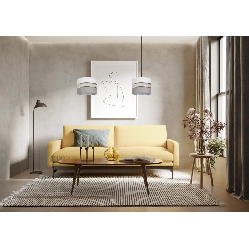 Candelabro suspenso CORAL 1xE27/60W/230V d. 20 cm branco/cinzento