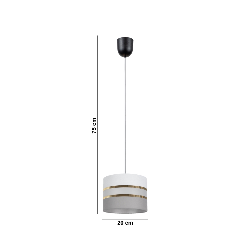 Candelabro suspenso CORAL 1xE27/60W/230V d. 20 cm branco/cinzento