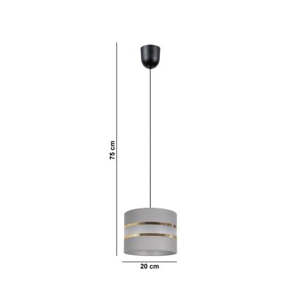 Candelabro suspenso CORAL 1xE27/60W/230V d. 20 cm cinzento