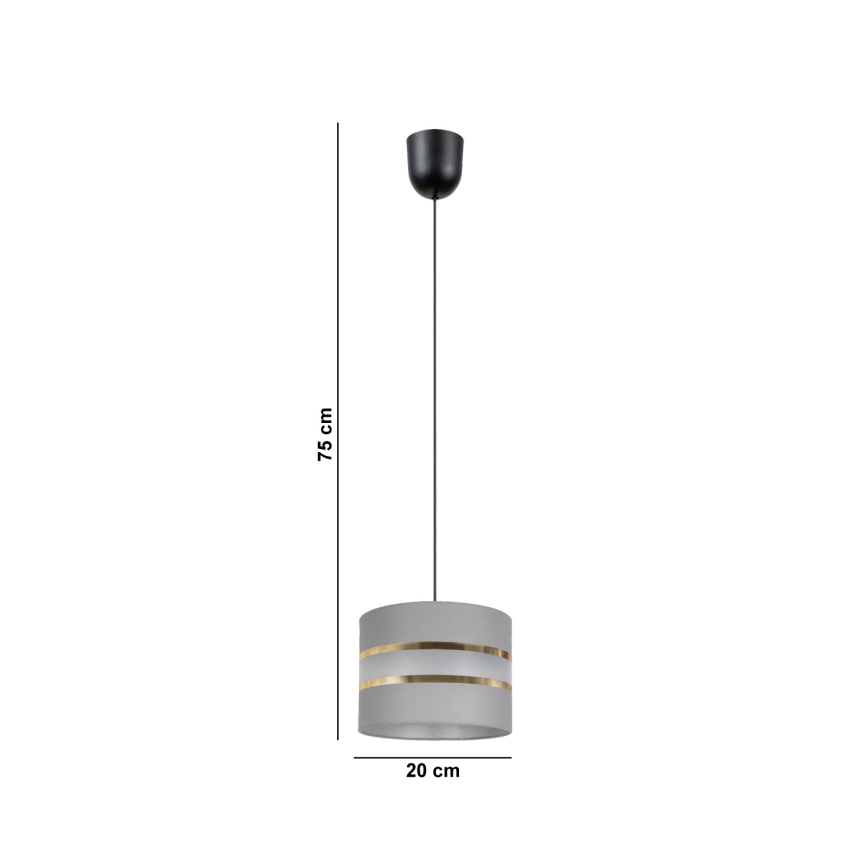 Candelabro suspenso CORAL 1xE27/60W/230V d. 20 cm cinzento