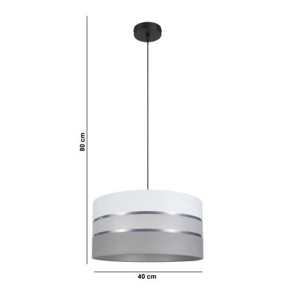 Candelabro suspenso CORAL 1xE27/60W/230V d. 40 cm branco/cinzento