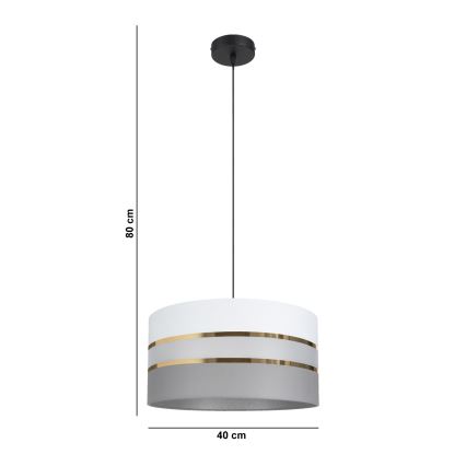 Candelabro suspenso CORAL 1xE27/60W/230V d. 40 cm branco/cinzento