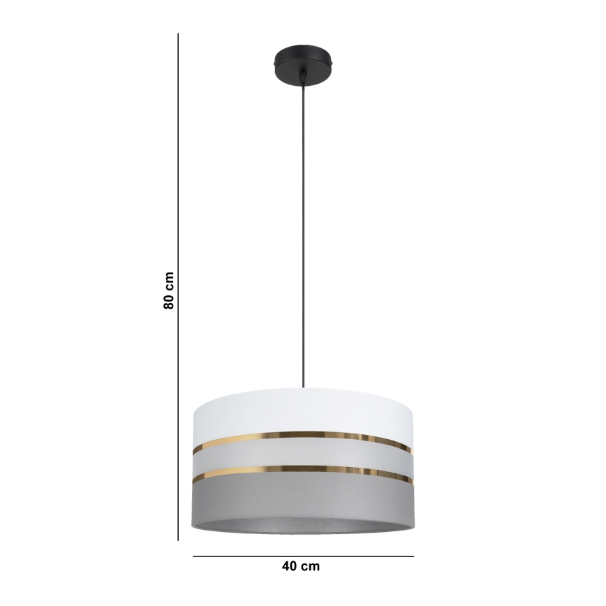Candelabro suspenso CORAL 1xE27/60W/230V d. 40 cm branco/cinzento