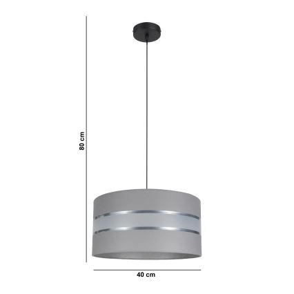 Candelabro suspenso CORAL 1xE27/60W/230V d. 40 cm cinzento