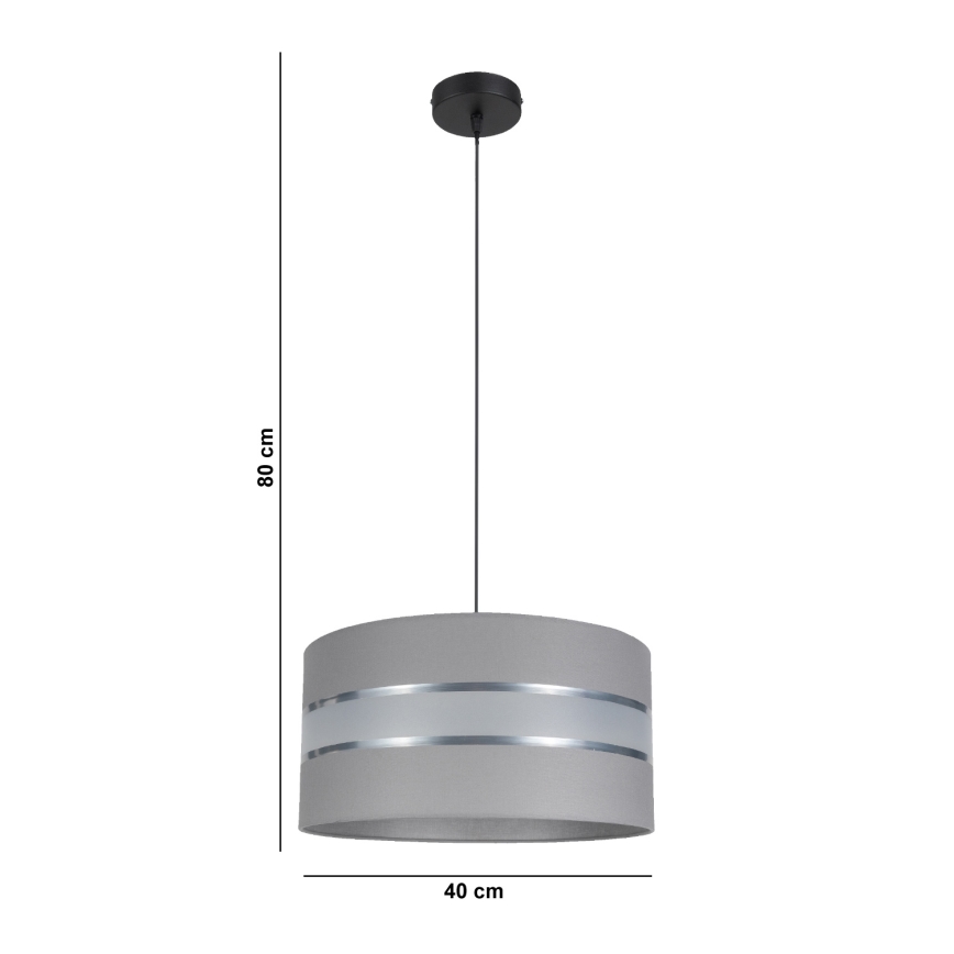 Candelabro suspenso CORAL 1xE27/60W/230V d. 40 cm cinzento
