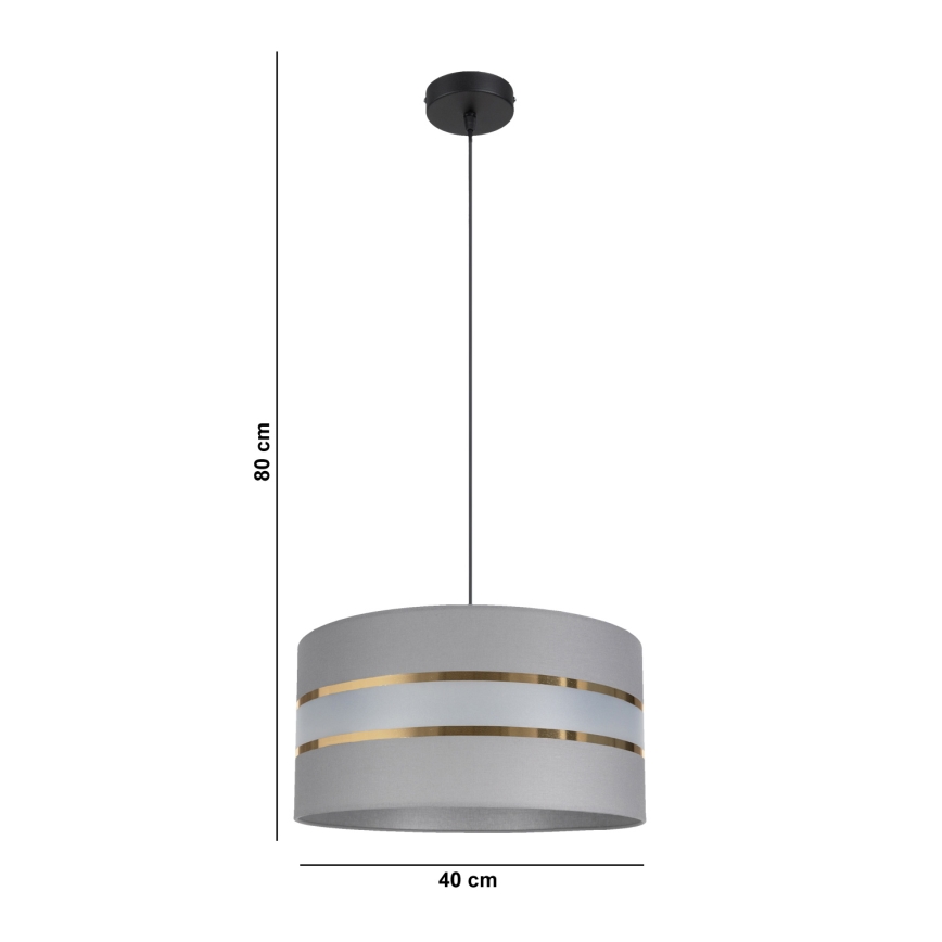 Candelabro suspenso CORAL 1xE27/60W/230V d. 40 cm cinzento
