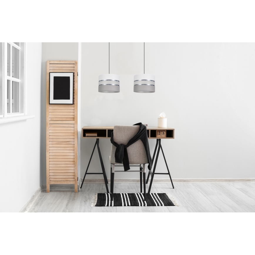 Candelabro suspenso CORAL 2xE27/60W/230V branco/cinzento