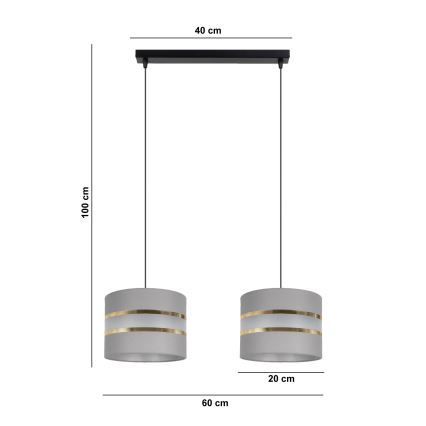 Candelabro suspenso CORAL 2xE27/60W/230V cinzento