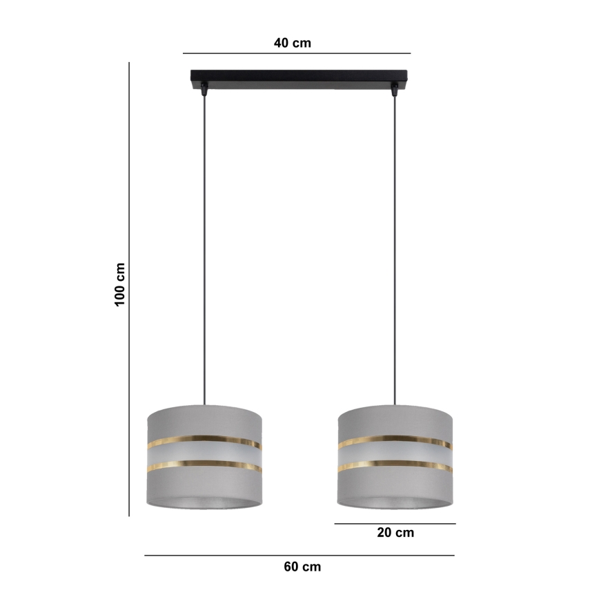 Candelabro suspenso CORAL 2xE27/60W/230V cinzento