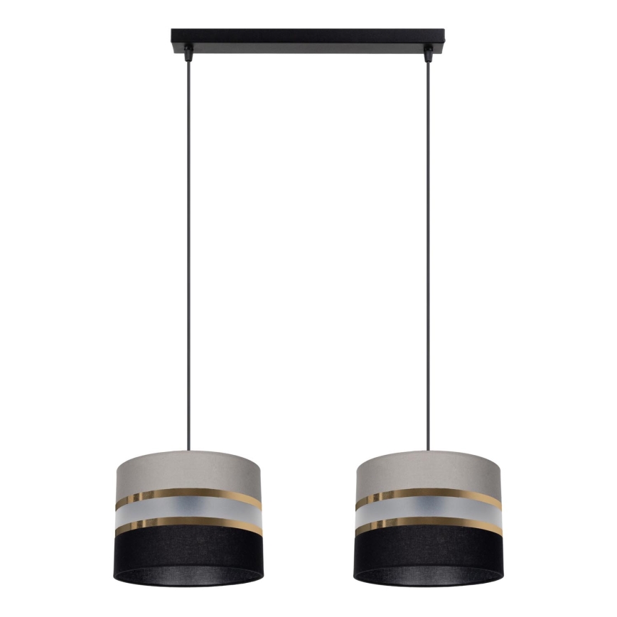 Candelabro suspenso CORAL 2xE27/60W/230V preto/cinzento