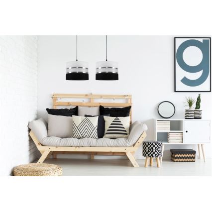 Candelabro suspenso CORAL 2xE27/60W/230V preto e branco