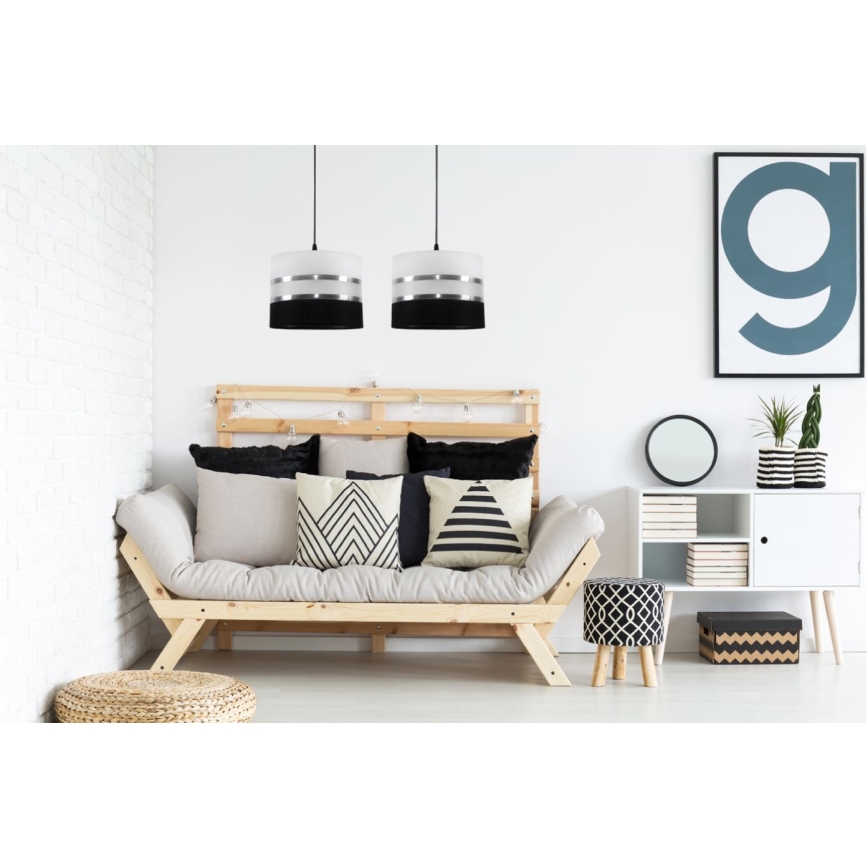 Candelabro suspenso CORAL 2xE27/60W/230V preto e branco