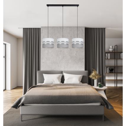 Candelabro suspenso CORAL 3xE27/60W/230V branco/cinzento