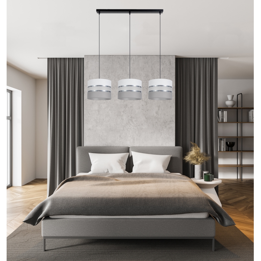 Candelabro suspenso CORAL 3xE27/60W/230V branco/cinzento