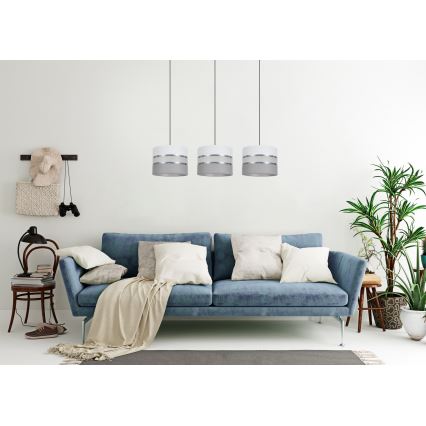 Candelabro suspenso CORAL 3xE27/60W/230V branco/cinzento