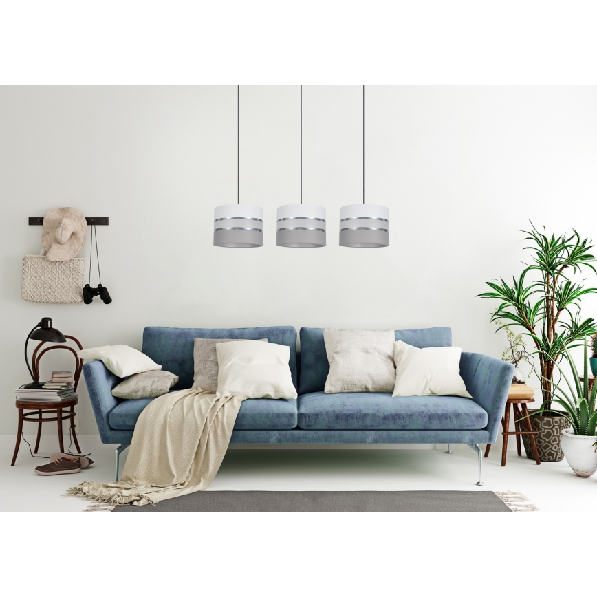 Candelabro suspenso CORAL 3xE27/60W/230V branco/cinzento