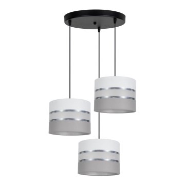 Candelabro suspenso CORAL 3xE27/60W/230V branco/cinzento