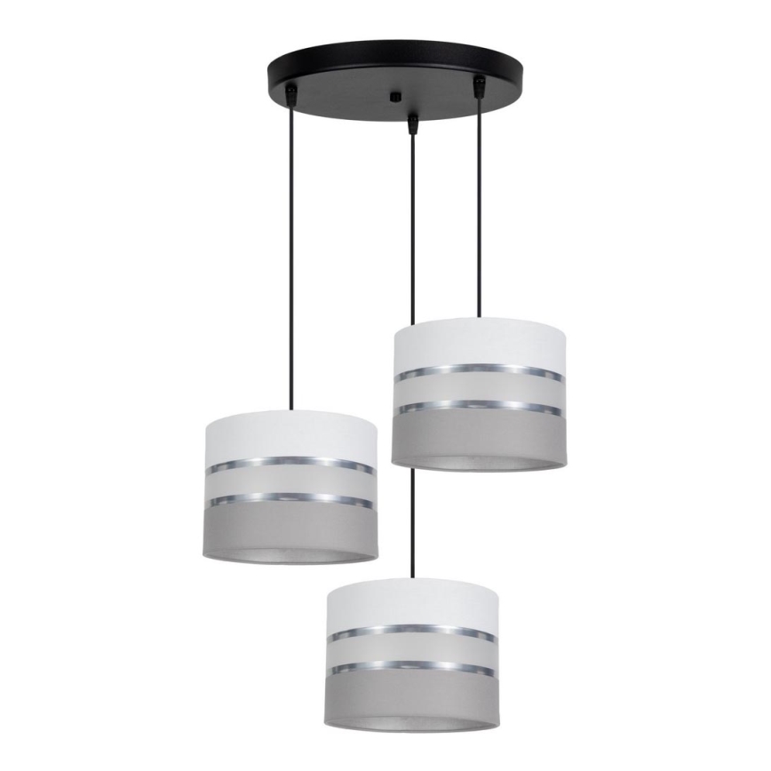 Candelabro suspenso CORAL 3xE27/60W/230V branco/cinzento