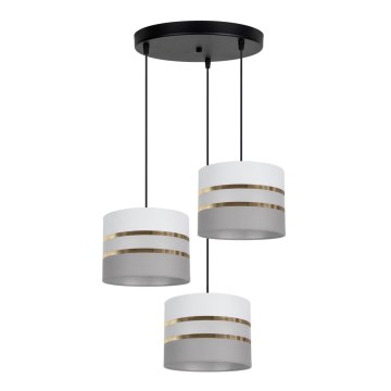 Candelabro suspenso CORAL 3xE27/60W/230V branco/cinzento