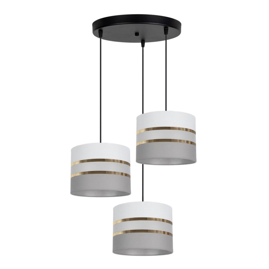 Candelabro suspenso CORAL 3xE27/60W/230V branco/cinzento