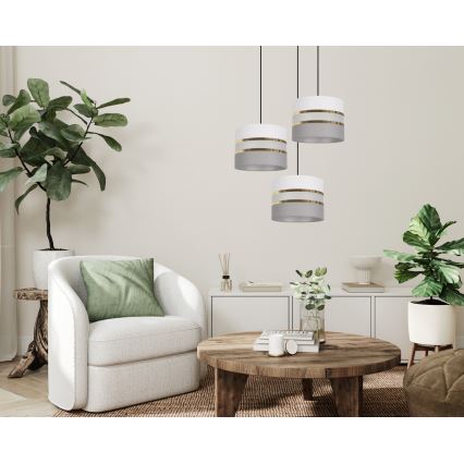 Candelabro suspenso CORAL 3xE27/60W/230V branco/cinzento