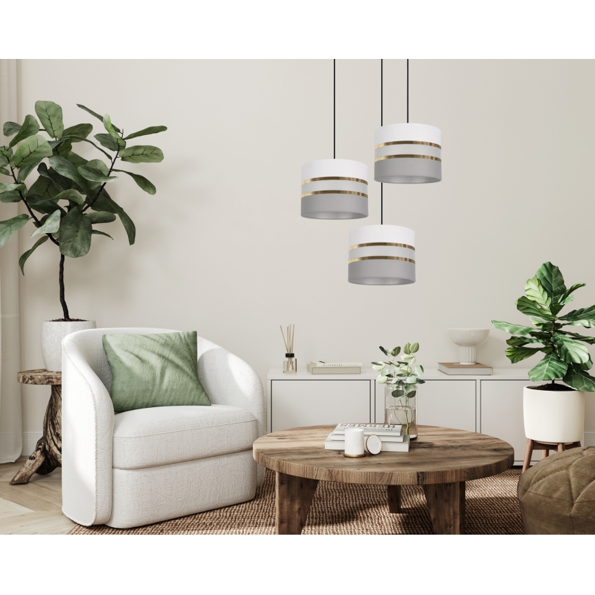 Candelabro suspenso CORAL 3xE27/60W/230V branco/cinzento