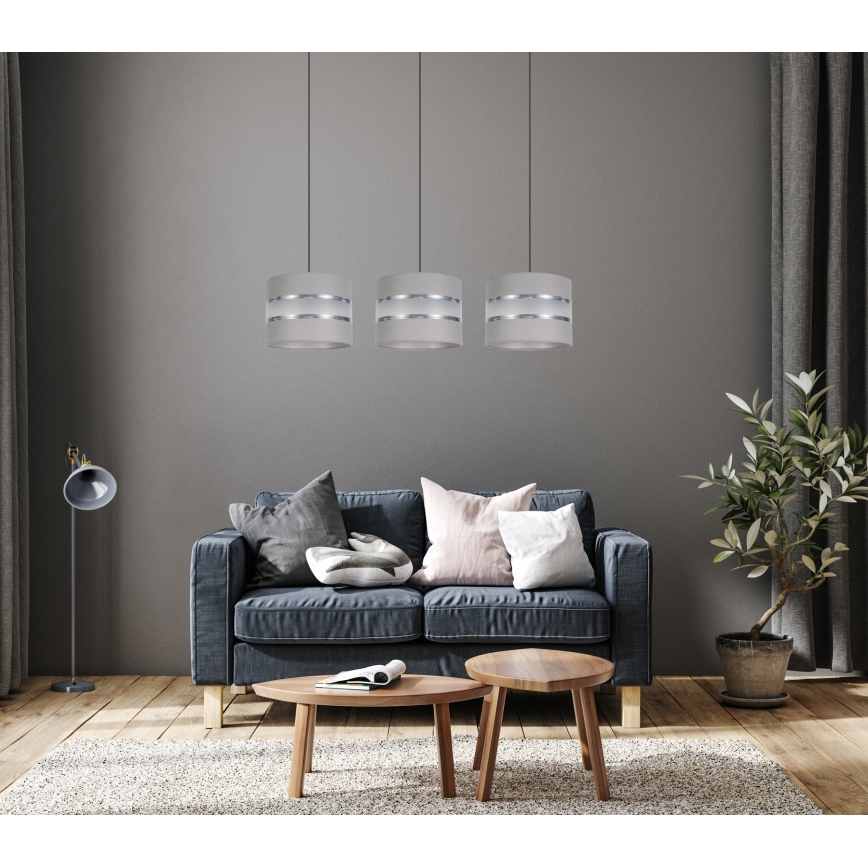 Candelabro suspenso CORAL 3xE27/60W/230V cinzento