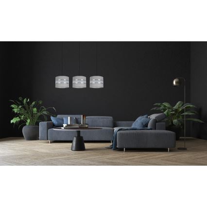 Candelabro suspenso CORAL 3xE27/60W/230V cinzento