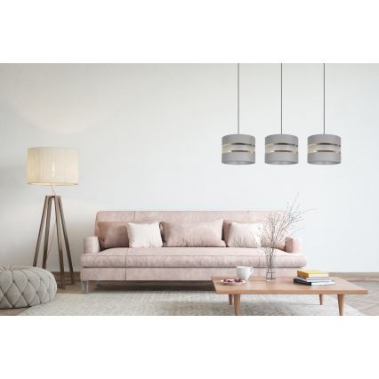 Candelabro suspenso CORAL 3xE27/60W/230V cinzento