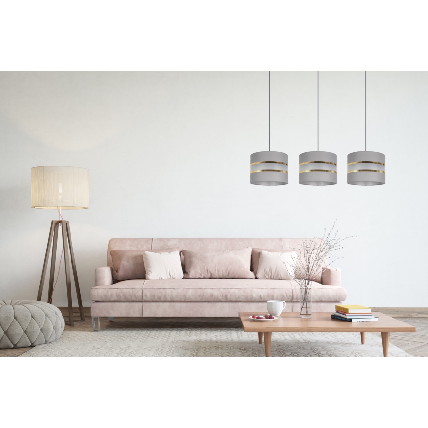 Candelabro suspenso CORAL 3xE27/60W/230V cinzento