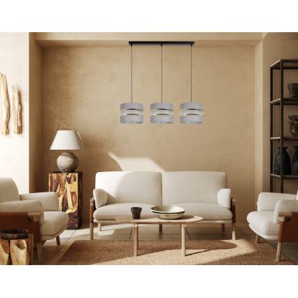 Candelabro suspenso CORAL 3xE27/60W/230V cinzento