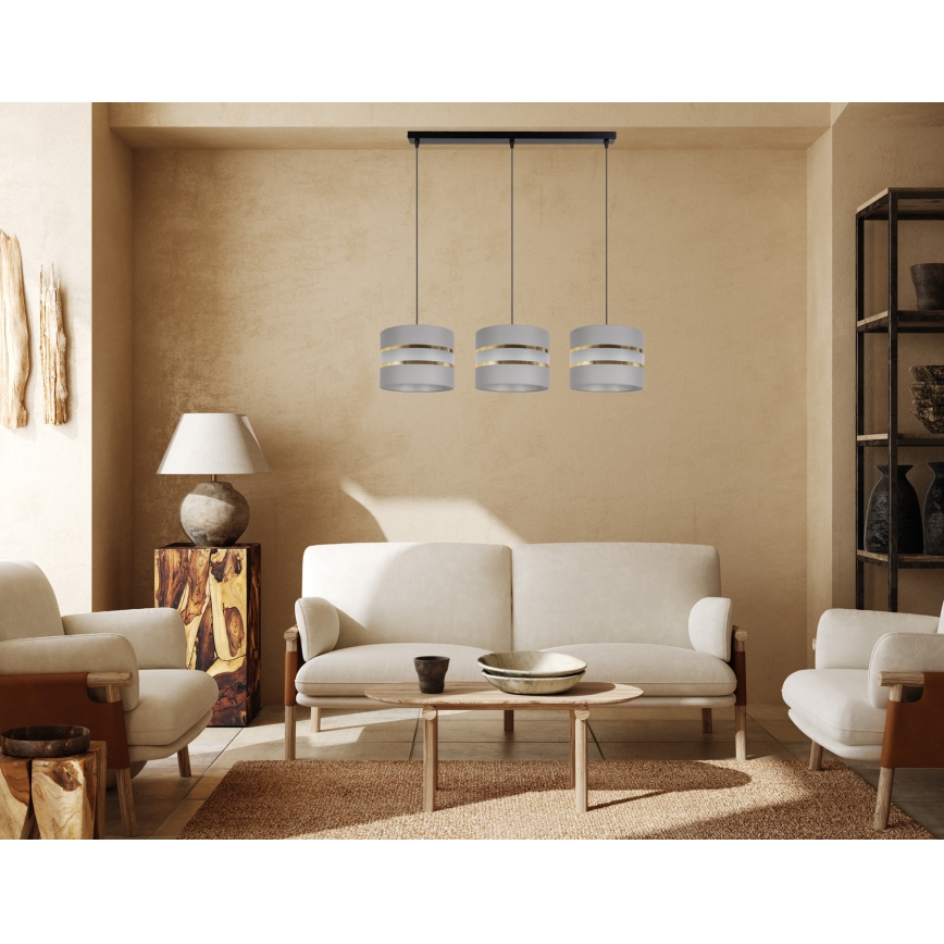 Candelabro suspenso CORAL 3xE27/60W/230V cinzento