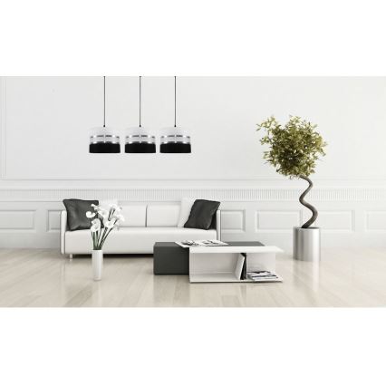 Candelabro suspenso CORAL 3xE27/60W/230V preto/branco