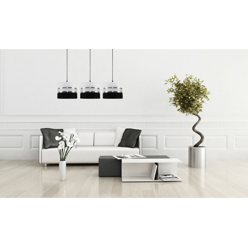 Candelabro suspenso CORAL 3xE27/60W/230V preto/branco