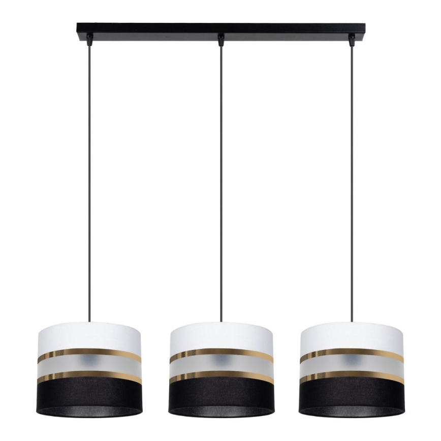 Candelabro suspenso CORAL 3xE27/60W/230V preto/branco