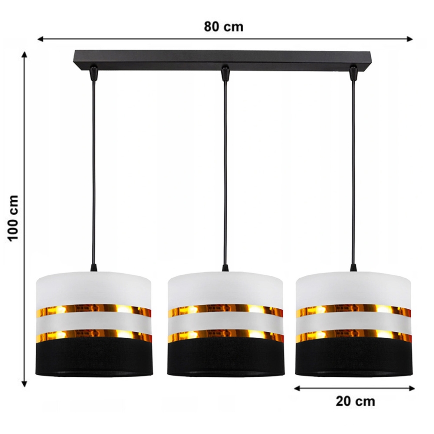 Candelabro suspenso CORAL 3xE27/60W/230V preto/branco
