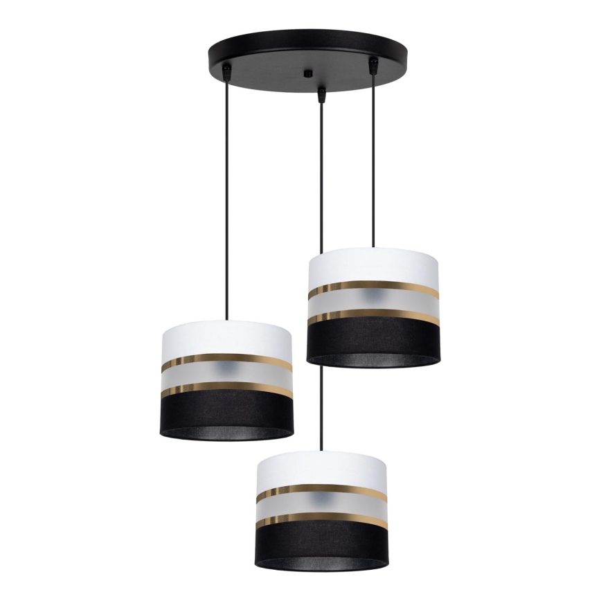 Candelabro suspenso CORAL 3xE27/60W/230V preto/branco