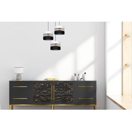 Candelabro suspenso CORAL 3xE27/60W/230V preto/branco