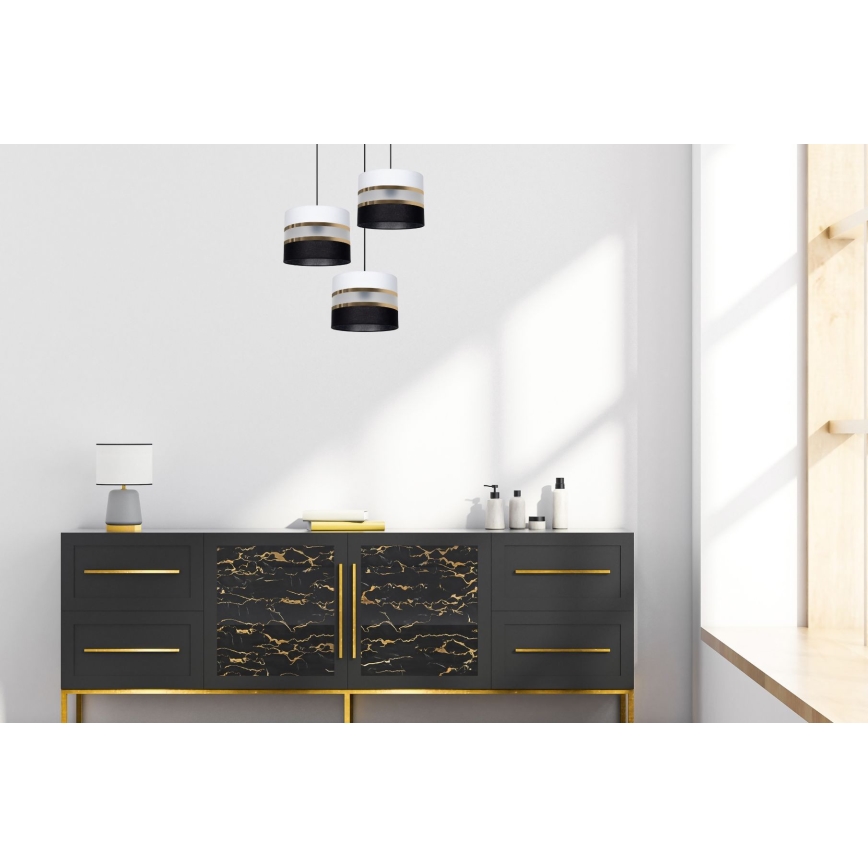Candelabro suspenso CORAL 3xE27/60W/230V preto/branco