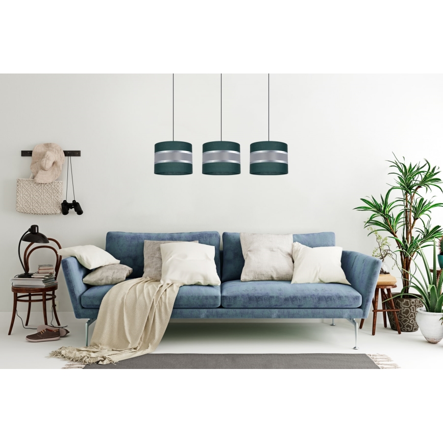 Candelabro suspenso CORAL 3xE27/60W/230V verde