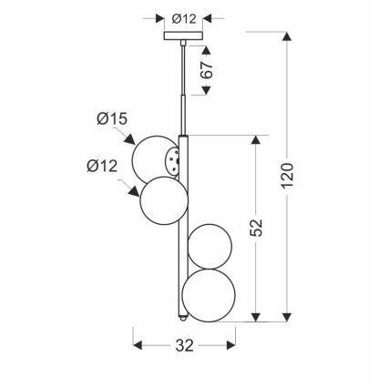 Candelabro suspenso CORDEL 4xG9/20W/230V dourado