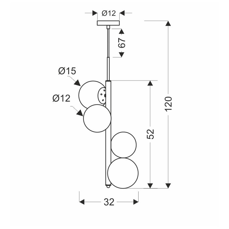Candelabro suspenso CORDEL 4xG9/20W/230V dourado