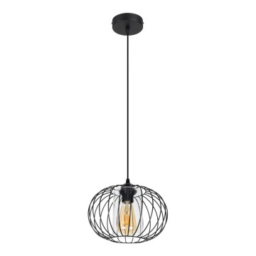 Candelabro suspenso CORRINI 1xE27/60W/230V diâmetro 25 cm preto/transparente
