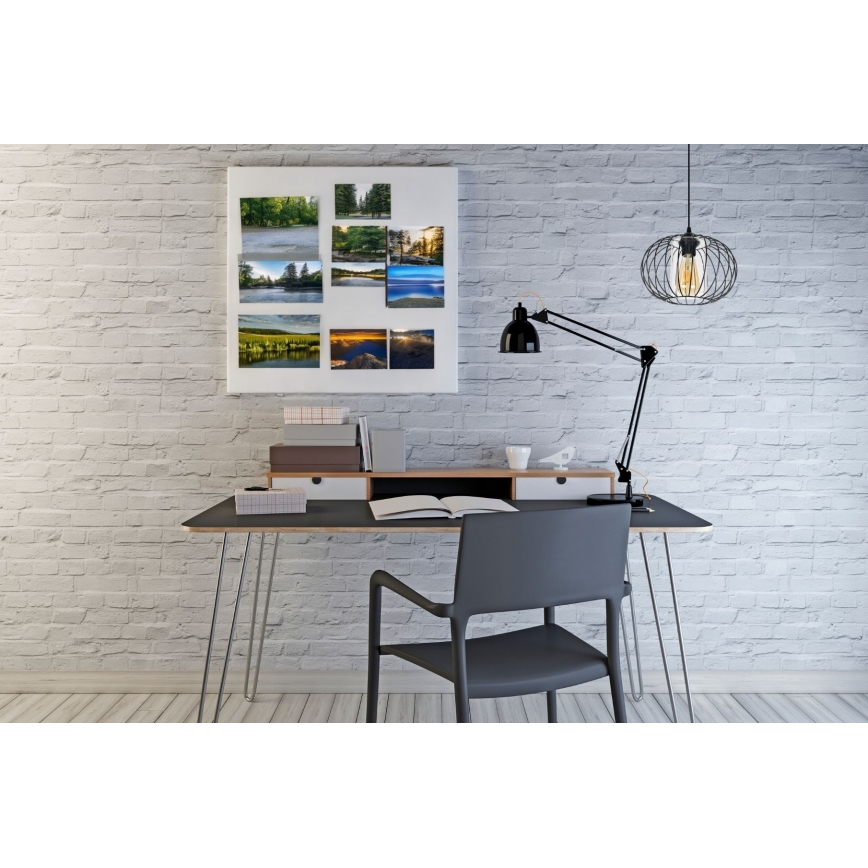 Candelabro suspenso CORRINI 1xE27/60W/230V diâmetro 25 cm preto/transparente