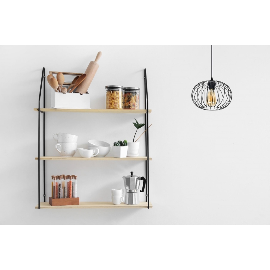 Candelabro suspenso CORRINI 1xE27/60W/230V diâmetro 25 cm preto/transparente