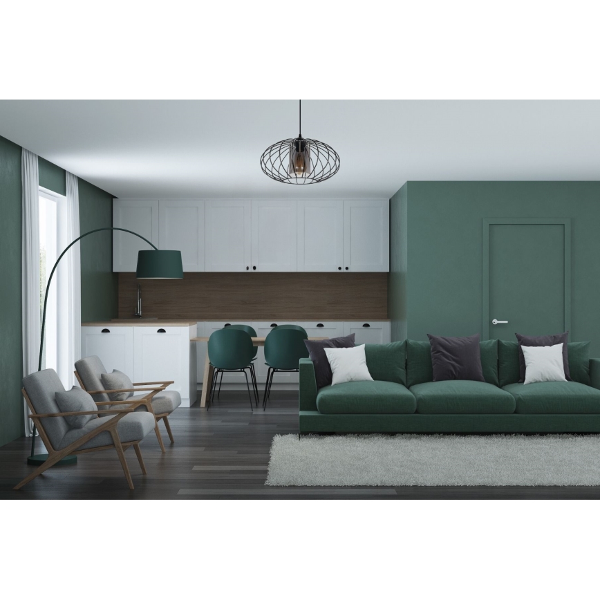 Candelabro suspenso CORRINI 1xE27/60W/230V diâmetro 34 cm preto/cinzento