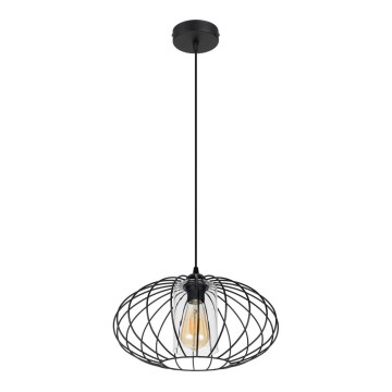 Candelabro suspenso CORRINI 1xE27/60W/230V diâmetro 34 cm preto/transparente