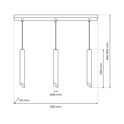 Candelabro suspenso CORTE 3xGU10/8W/230V preto