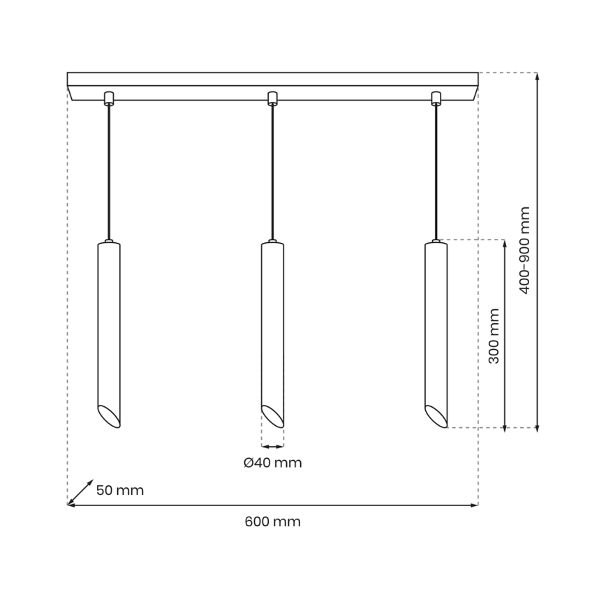 Candelabro suspenso CORTE 3xGU10/8W/230V preto